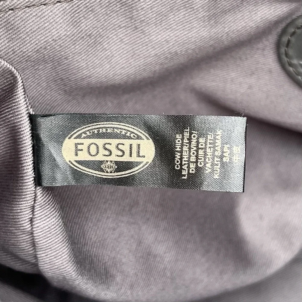 Fossil Satchel Patchwork Leather Geometric Crossbody Bag Purse Gray